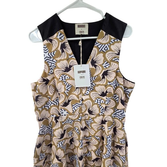 NWT ASOS Africa × Chichia Honeysuckle Fit & Flare Mini Dress Size 0X Office - Picture 4 of 8